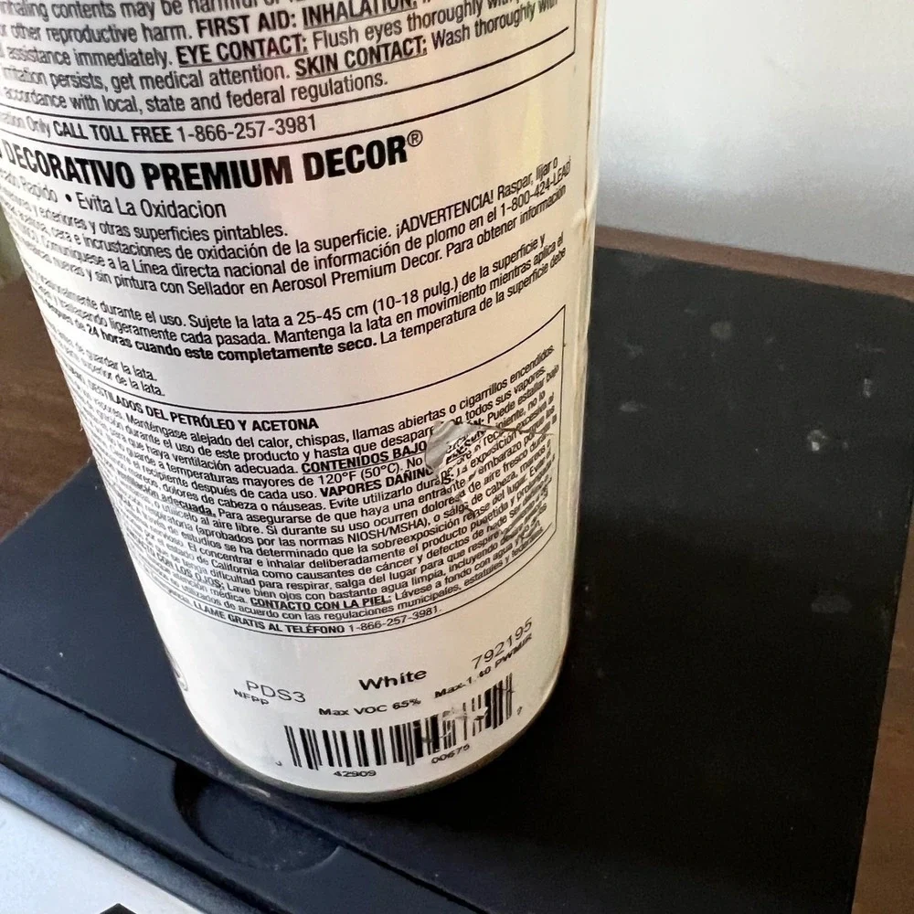 Premium Decor Satin White Decorative Finish Enamel Spray Paint 12oz PDS3 Fast Dr